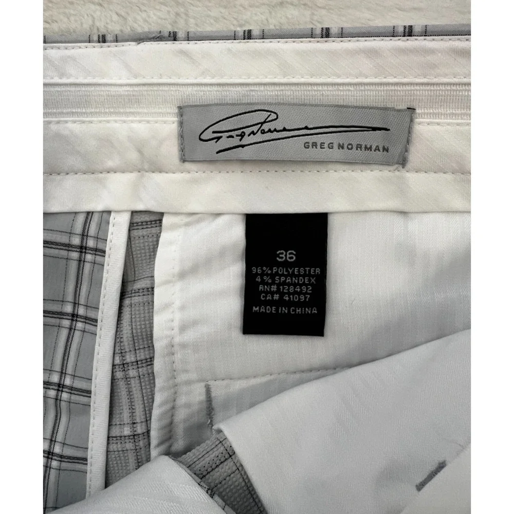 Greg Norman Mens Golf Shorts Size 36 Gray Plaid Stretch Performance NWT Golfing